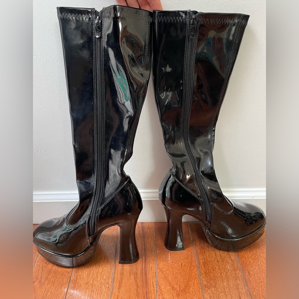 Knee High Pleather Heeled Boot